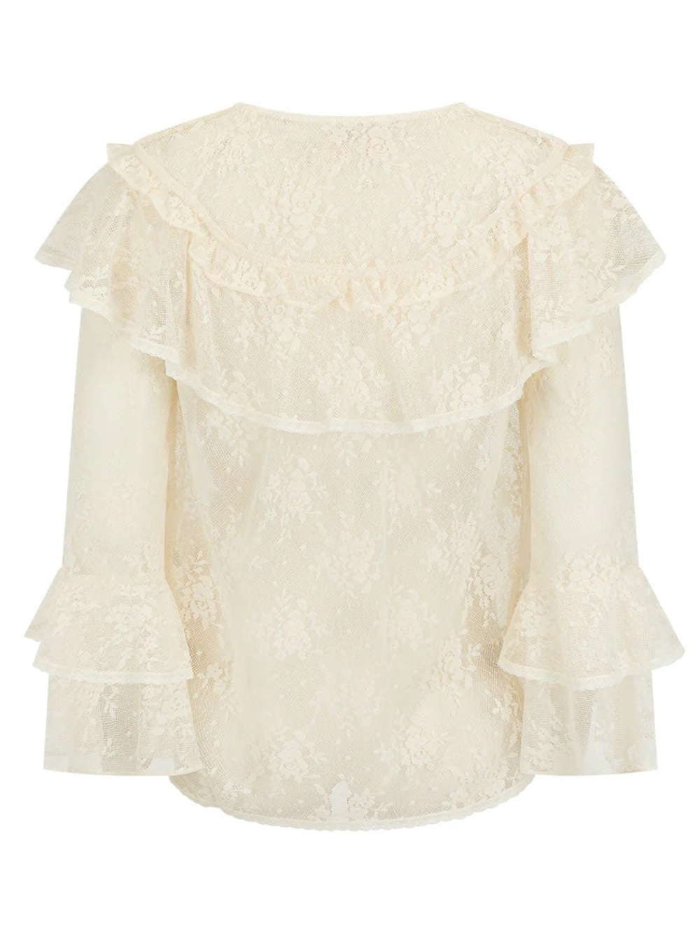 Spell labyrinth Ivory Lace Ruffle V-Neck Blouse xl - Picture 7 of 15